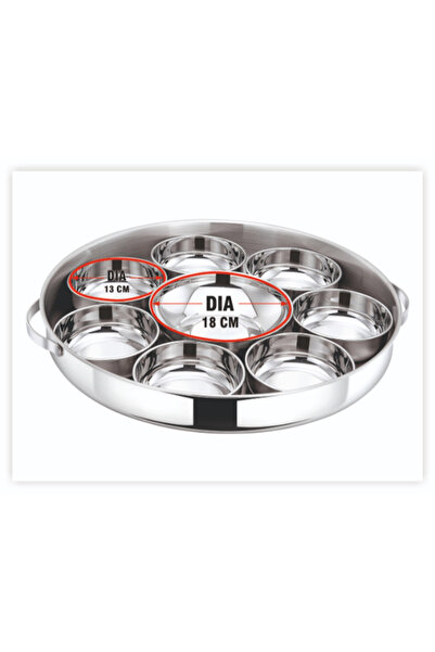 Bohara High quality stainless steel serving plate set. Consists of 9 pieces with a cover.