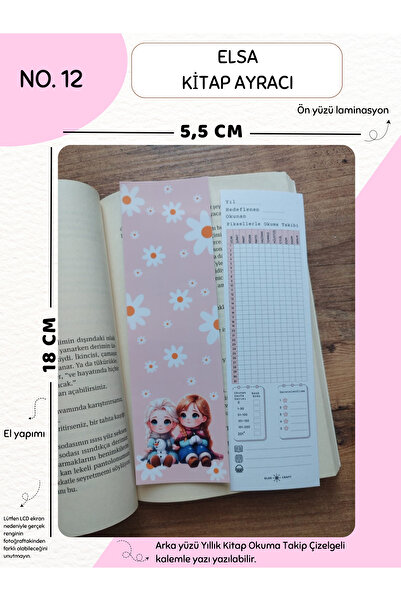 Else Craft Elsa Temalı Kitap Ayracı No.12 - Arka Yüzü Yıllık Kitap Okuma Taki...