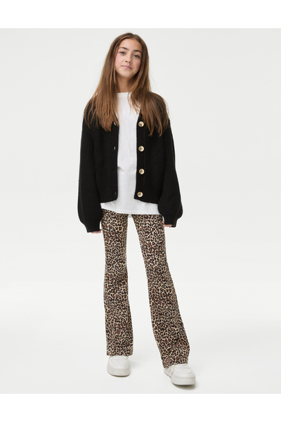 Marks & Spencer Pamuk Karışımlı Desenli Kız Çocuk Flare Tayt (6-16 Yaş)