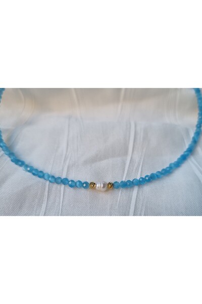 NEMOR STUDIO Blue Cat's Eye Natural Stone Necklace |   Pearl Luminous Natural Stone
