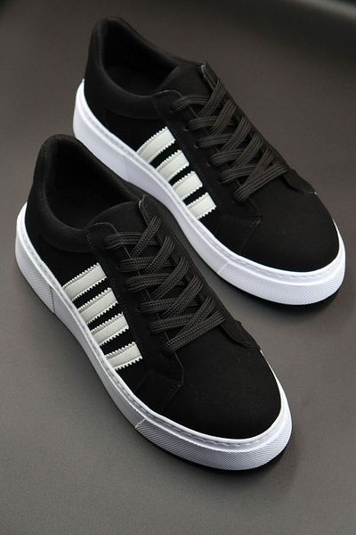 MY GROSS SHOES Black and White Stripe Detailed Orthopedic Daily Lightweight Guaranteed Men's Sneaker Sports Shoes