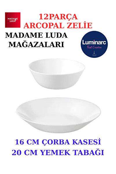 MADAME LUDA Luminarc Arcopal Zelie (BEYAZ) (YEMEK-ÇORBA) 12 Parça 6 Kişilik Y...