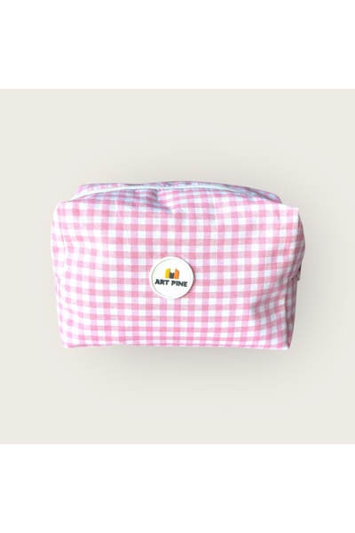 ART PINE Viral Gingham Makeup Bag - Cosmetic Clutch - Bags