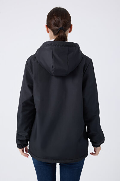 freemen Sportovní dámský černý kožich s kapucí, odolný proti vodě a větru, kabát a parka