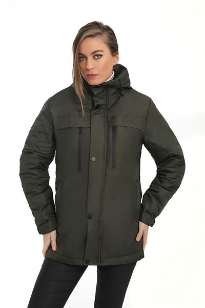 freemen Women's Khaki Fleece Fur Water and Windproof Hooded Winter Coat & Coat & Parka