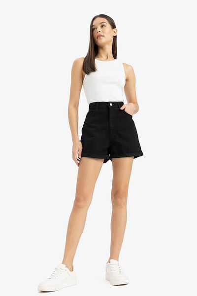 DeFacto Pantaloni scurți din denim cu talie înaltă Mom Fit E0926AX25SM