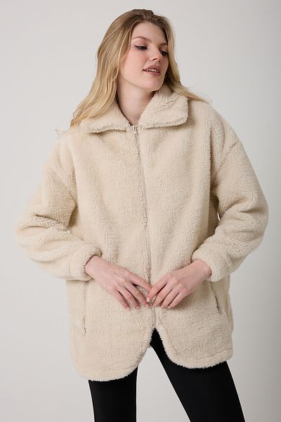 freemen Women's Ecru Plush Windproof Welsoft Couple Winter Coat