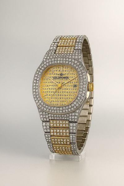 Goldpower Luxury Metal Stone Unisex Wristwatch with Lanyard Calendar