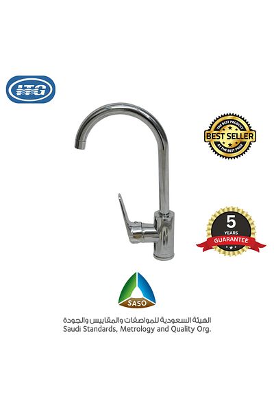 itg Silver Kitchen Faucet – Hot & Cold, 360° Swivel, Water-Saving, SASO Certified, 5-Year Warrant