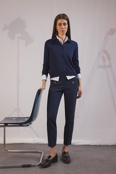 DeFacto Skinny Fit High Waist Pocket Button Straight Leg Pants E5431Ax25Sp