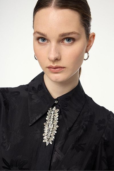 Zühre Collar Detailed Patterned Black Double Suit Tk-1567