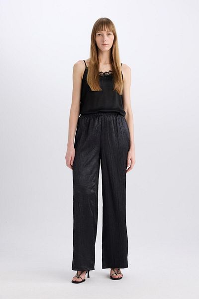 DeFacto High Waist Wide Leg Long Crochet Pants with Pockets E2739Ax24Wn