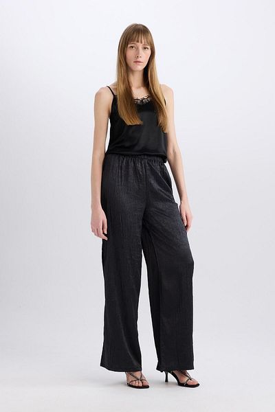 DeFacto High Waist Wide Leg Long Crochet Pants with Pockets E2739Ax24Wn