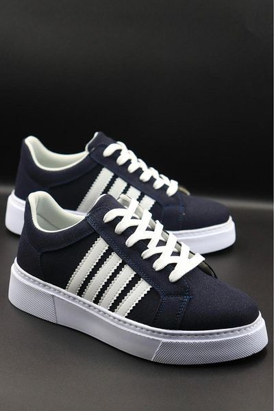 MY GROSS SHOES Pantofi sport pentru bărbați, de zi cu zi, albastru bleumarin, piele de căprioară, ușoare, cusute flexibile, cu talpă din polietilenă