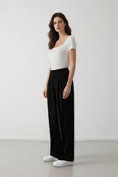 DeFacto Wide Leg Fabric Palazzo Trousers Regular Waist Wide Leg E7241Ax25Sp