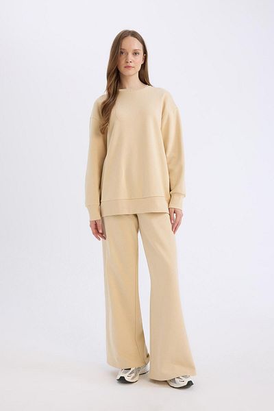 DeFacto Straight Fit Thick Sweatpants Basic Straight Waist Elastic Wide Wide Leg E4979Ax24Wn