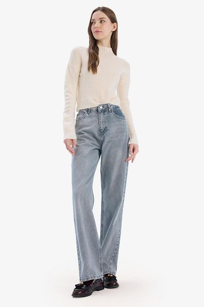 DeFacto Straight Wide High Waist Long Jeans Washed Pants E3185Ax25Sp