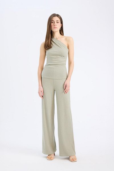 DeFacto Slim Fit Slim Fit Ribbed Camisole Basic Straight Trousers E5783Ax25Sp