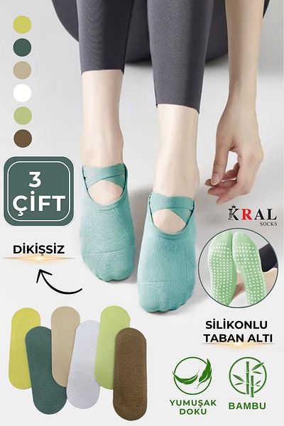 KRAL SOCKS Бамбукови чорапи за пилатес - йога, ABS, нехлъзгаща се подметка Спортни чорапи за танци, балет и фитнес