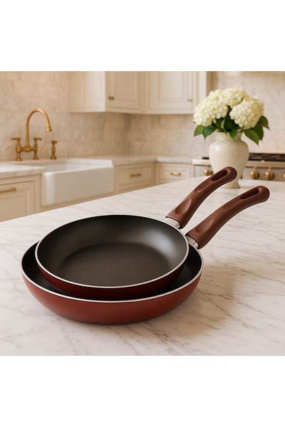 ALSAIF Non-Stick Fry Pan Set Vitro 2 Pieces 22,26 cm Red