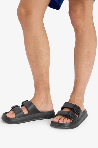 DeFacto Herren-Hausschuhe mit flacher Sohle und doppeltem Riemen aus Eva D4645AX25HS