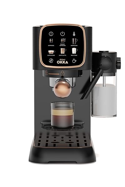 Arzum Okka OK0032 Semi-Automatic Espresso Machine with Milk Container, 15-Bar Pump, Touchscreen Disp
