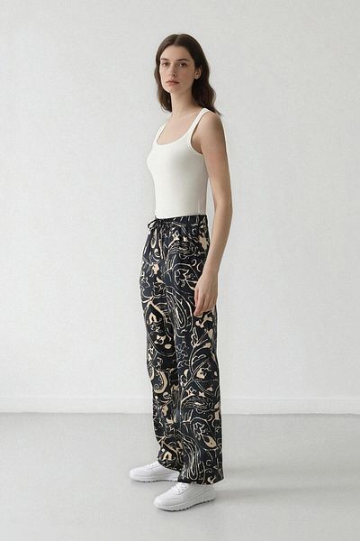 DeFacto Palazzo-Hose aus gemustertem Stoff mit weitem Bein und hoher Taille, weites Bein E7570ax25sp