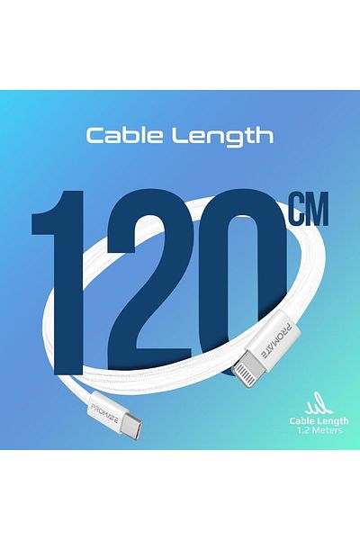 Promate USB-C™ to Lightning Cable, Ultra-Fast 27W Power Delivery, 480Mbps Data Sync, Super-Slim Co