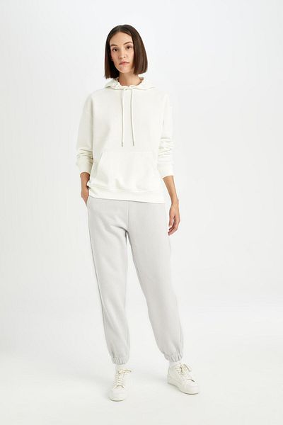 DeFacto Standard Size Thick Jogger Sweatpants Basic Straight Waist Leg with Elastic Pockets D9934Ax24Wn