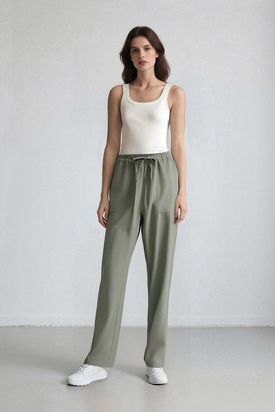 DeFacto Straight Fit Double Pocket High Waist Straight Leg Modal Fabric Pants E5962Ax25Sp