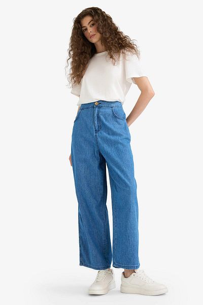 DeFacto Pantaloni de blugi Culotte cu talie elastică, cu picioare scurte, până la gleznă E3041AX25SM