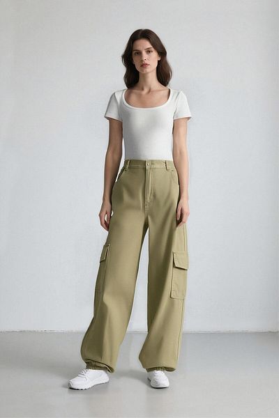 DeFacto Coool Jogger Pants with Gabardine Fabric - Regular Waist, Cargo Pockets B0454Ax24Sp