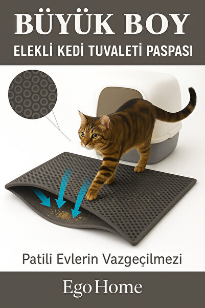 ego home Elekli Kedi Tuvalet Önü Kum Paspası Kedi Tuvaleti Kumu Paspası Büyük...