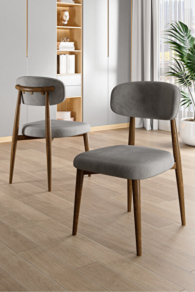 Canisa Jolin Serisi Mdf 90x168 Traverten Masa Takımı 6 Gri Ahşap Kaplama Metal Sandalye