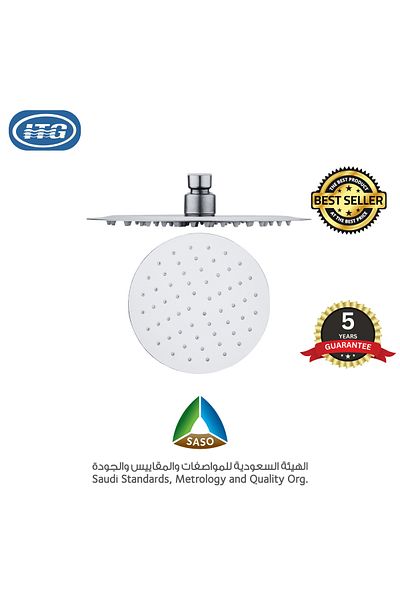 Generic رأس دش مطري دائري من ITG مقاس 25 سم (10 بوصات) - فولاذ مقاوم للصدأ 304، لمسة نهائية من الكروم، تدفق عالي الضغط