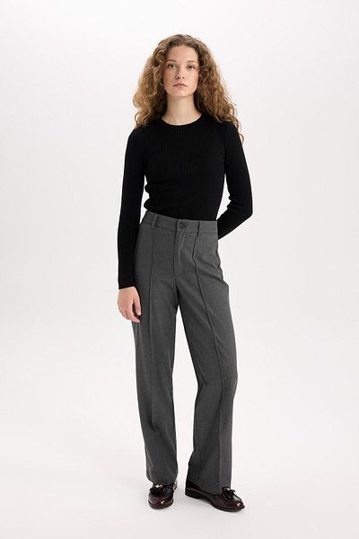 DeFacto Wide Leg Regular Waist Wide Leg Standard Length Classic Pants E1518Ax24Wn