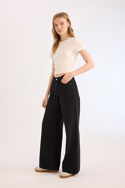 DeFacto Coool Wide Leg High Waist Gabardine Pants E1794Ax25Sp