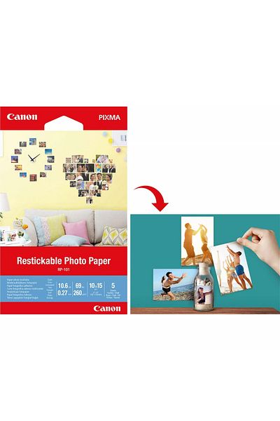 Canon Pixma Rp-101 Reusable Self-Adhesive Photo Paper 10x15 Cm 5 Sheets Restickable Photo Paper