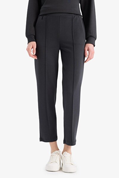 DeFacto Regular Fit Beli Lastikli Cepli Basic Düz Pantolon E1954AX25SP