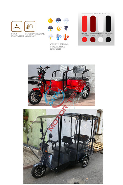 motor tente market mtm Kral Sarin Üç Tekerli Motor Brandası - Siyah
