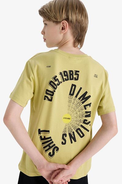 DeFacto Boy's Crew Neck Back Printed Short Sleeve T-Shirt F3768A825Au