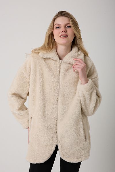 freemen Women's Ecru Plush Windproof Welsoft Couple Winter Coat
