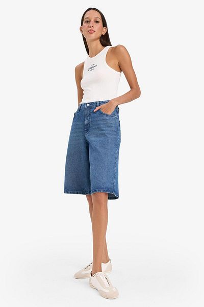 DeFacto Pantaloni scurți Bermuda din denim cu talie înaltă E1615ax25sm