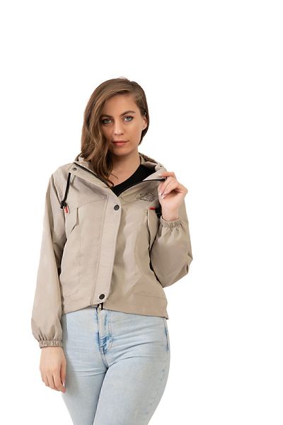 freemen Women's Stone Waterproof and Wind-Resistant Hooded Snap Fastener Seasonal Raincoat
