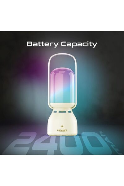Promate 2-in-1 Multifunctional Speaker and Camping Light with High-Capacity 2400mAh Battery, 7 Hours