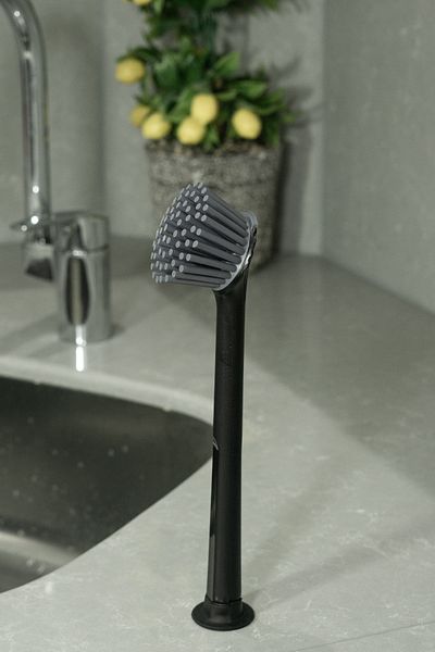 ATA HOME 2Pcs with Suction Cups Kitchen Bathroom Counter Top Silicone Dish Washing Sink Cleaning Countertop Brush