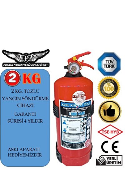2kg Yangın Tüpü Söndürücü Askı 2025 Dolum 2029 Tekrar Dolum 4 Yıl Garantili