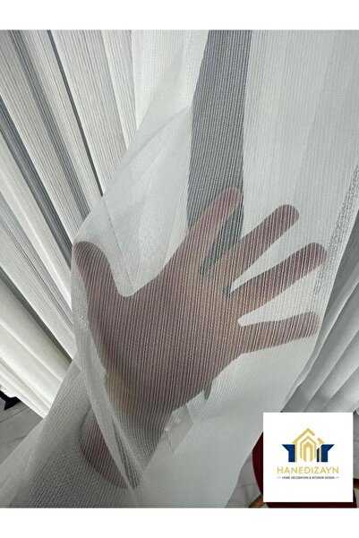 HANEDİZAYN Mat Çelik Tül Perde Kırışmaz Ütü Istemez Ev Dekor Pileli Pencere P...