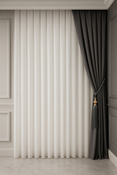 Emuz Perdele din tul cu model de nisip 1/3 pliată frecvent, nu necesită călcat, fundal rezistent la riduri, tul, perdea,