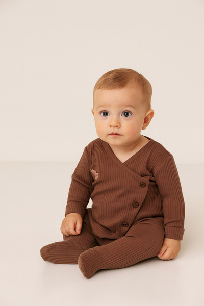 Motebarn Wear Kız Bebek Mono Soft Tulum Kahverengi